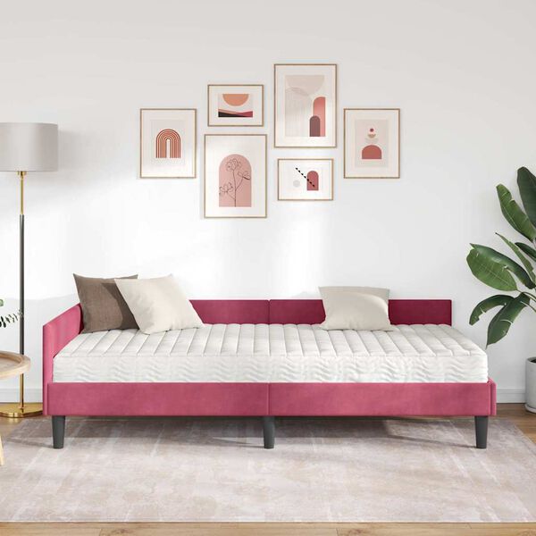 vidaXL Cadre de lit d'angle avec matelas Autre 2 pcs Vert Velours