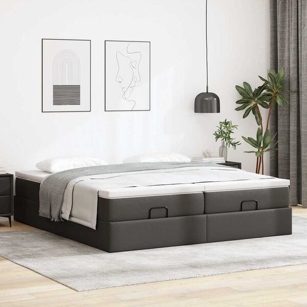 VidaXL Cadre de lit ottoman avec matelas noir 200x200 cm similicuir