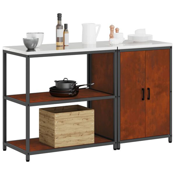 vidaXL Ensemble de rangement cuisine 2 pcs Rouill&eacute; Acier patin&eacute;