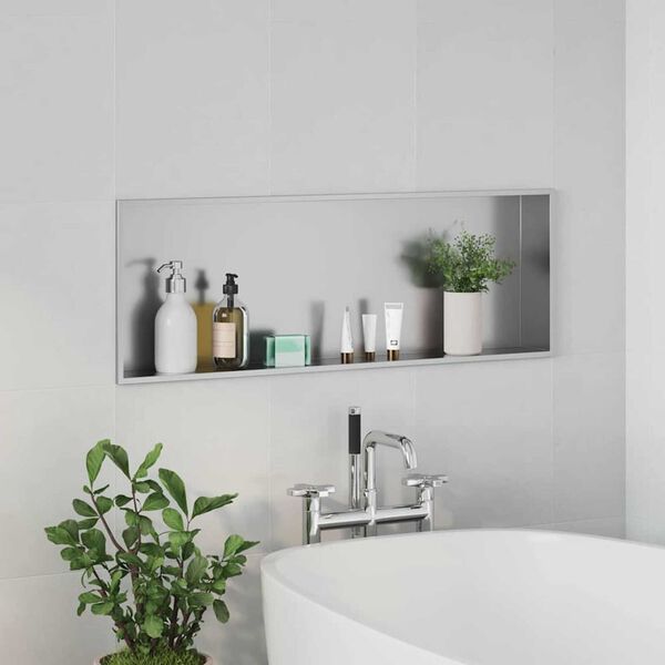 vidaXL Niche de Douche Argent&eacute; 90 x 30 x 9,5 cm Acier inoxydable