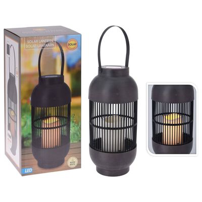 ProGarden Lampe solaire à LED Rotin avec bougie Noir