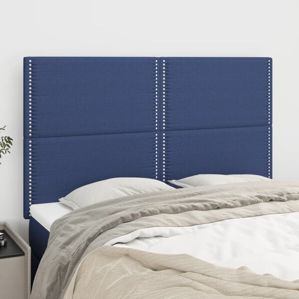 vidaXL T&ecirc;te de lit Bleu 144x5x118/128 cm Tissu