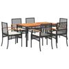 vidaXL Ensemble &agrave; manger de jardin coussins 7pcs Noir R&eacute;sine tress&eacute;e