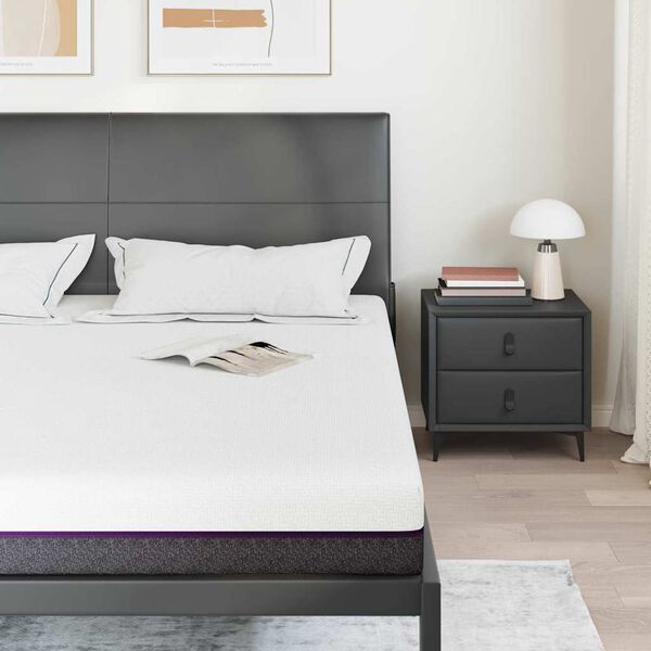 vidaXL Matelas Blanc et Gris 200 x 200 cm Tissu jacquard