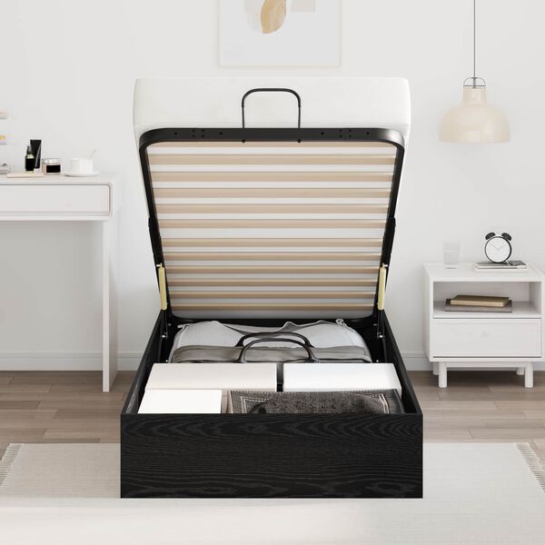vidaXL Cadre de lit ottoman avec stockage Ch&ecirc;ne noir 193 x 120 x 25 cm
