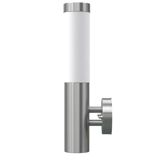 2 appliques murales cylindriques en acier inoxydable