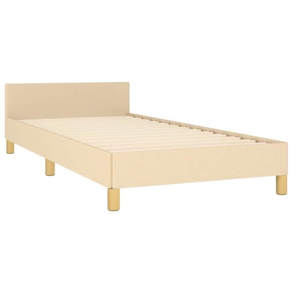 vidaXL Cadre de lit avec t&ecirc;te de lit sans matelas cr&egrave;me 90x190cm tissu