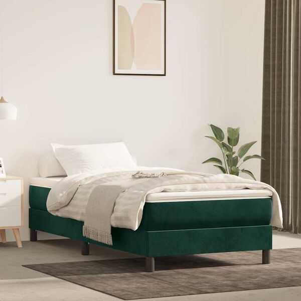 vidaXL Sommier &agrave; lattes de lit avec matelas Vert fonc&eacute; 100x200 cm