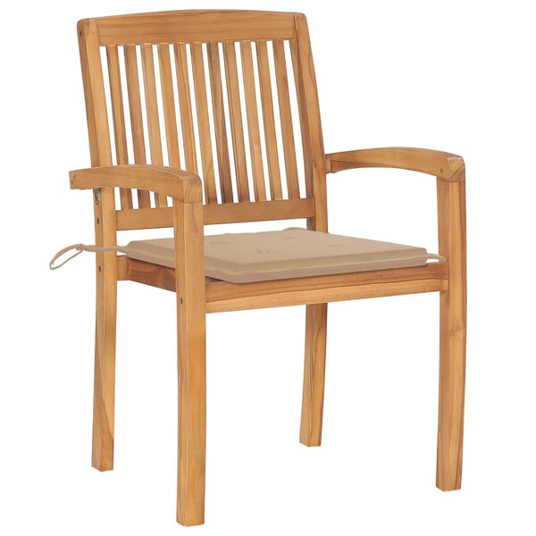 vidaXL Chaises de jardin empilables avec coussins lot de 6 Teck solide