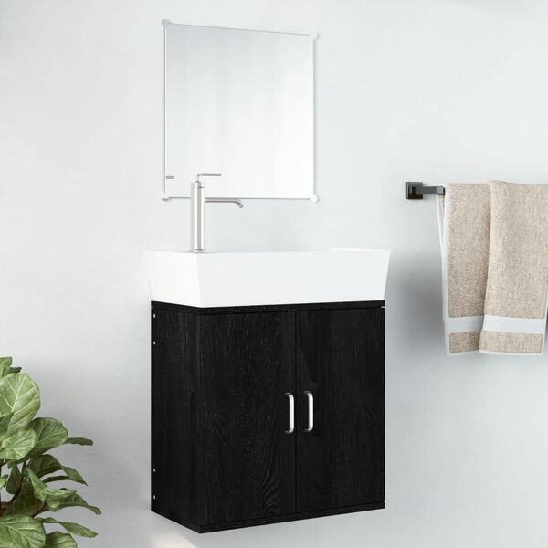 vidaXL Ensemble de meubles salle de bain 2 pcs noir bois d'ing&eacute;nierie