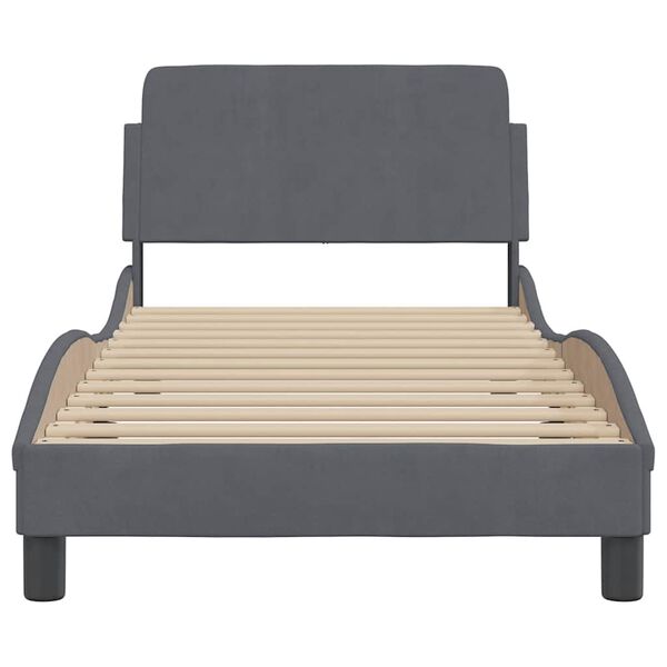 vidaXL Cadre de lit Dover gris fonc&eacute; 90x200 cm velours