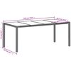 vidaXL Table de jardin dessus en verre gris clair r&eacute;sine tress&eacute;e