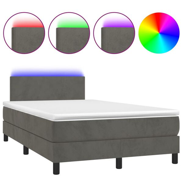 vidaXL Sommier &agrave; lattes de lit avec matelas LED gris fonc&eacute; 120x190 cm