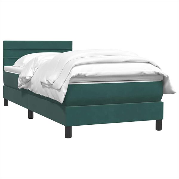 vidaXL Sommier &agrave; lattes de lit et matelas vert fonc&eacute; 90x220 cm velours