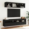 vidaXL Unit&eacute;s murales TV avec LED 5 pcs noir bois d'ing&eacute;nierie