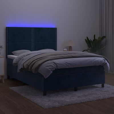 vidaXL Sommier à lattes de lit matelas et LED Bleu foncé 140x190 cm