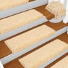vidaXL Tapis d'escalier 10 pi&egrave;ces 65 x 21 x 4 cm Cr&egrave;me Bord rectangulaire