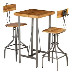 vidaXL Ensemble de bar 3 pcs Teck recycl&eacute; massif