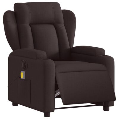 vidaXL Fauteuil de massage inclinable électrique Marron foncé Tissu