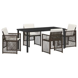 vidaXL Ensemble de salle &agrave; manger pour jardin 5 pcs Marron polyrotin