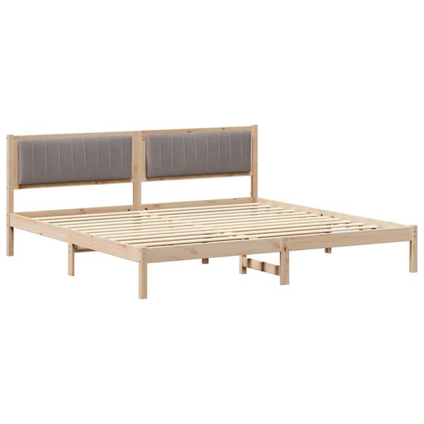 vidaXL Cadre de lit avec t&ecirc;te de lit Taupe 200 x 200 cm Pin massif