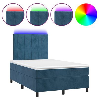 vidaXL Sommier à lattes de lit avec matelas LED Bleu foncé 120x200 cm