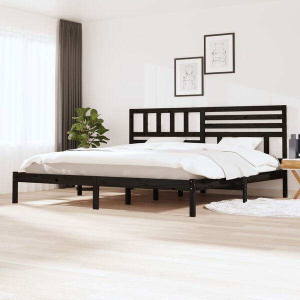 vidaXL Cadre de lit sans matelas noir bois massif de pin 200x200 cm