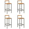 vidaXL Tabourets de bar lot de 4 gris r&eacute;sine tress&eacute;e et bois d'acacia