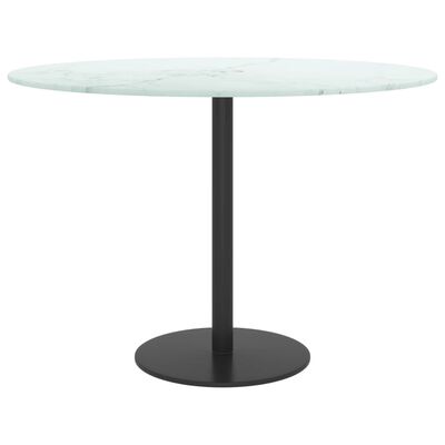 vidaXL Dessus de table blanc Ø60x0,8cm verre trempé avec design marbre