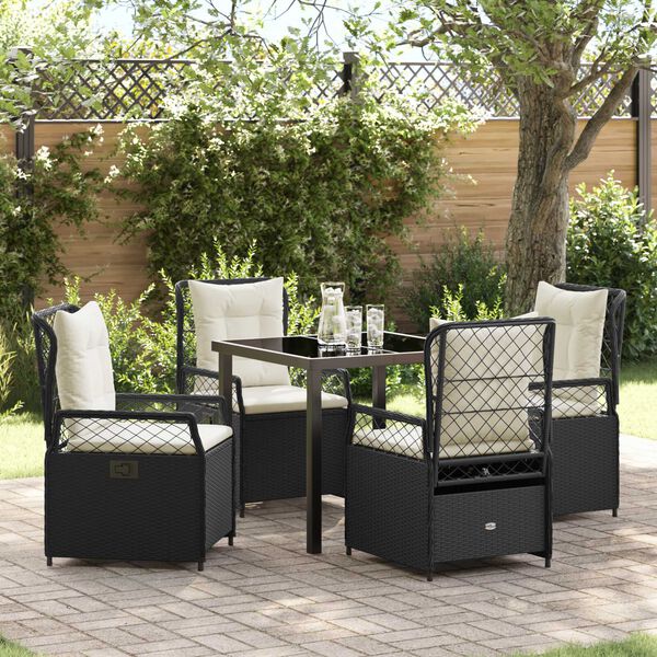 vidaXL Ensemble de salle &agrave; manger pour jardin 5 pcs Noir polyrotin