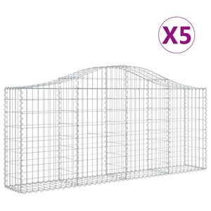 vidaXL Paniers &agrave; gabions arqu&eacute;s 5 pcs 200x30x80/100 cm Fer galvanis&eacute;