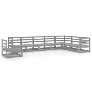 vidaXL Salon de jardin 8 pcs gris bois de pin massif