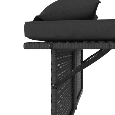 vidaXL Banc inclinable de jardin avec coussins noir résine tressée