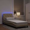 vidaXL Cadre de lit avec LED sans matelas cr&egrave;me 90x200 cm tissu