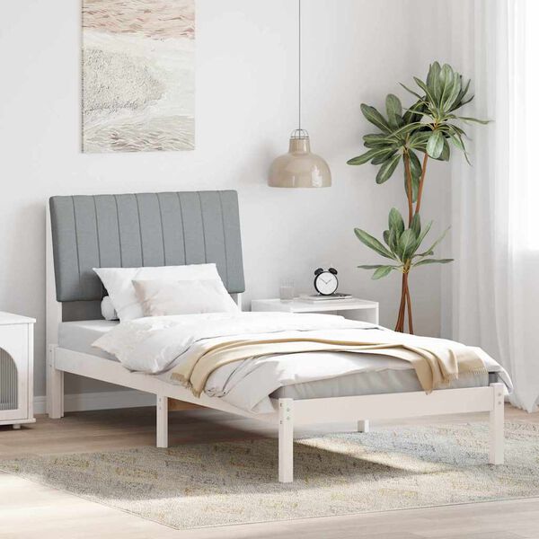 vidaXL Cadre de lit avec t&ecirc;te de lit Blanc 90 x 190 cm Pin massif