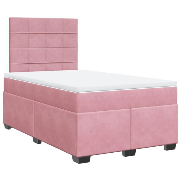 vidaXL Sommier &agrave; lattes de lit avec matelas Rose 120x200 cm Velours