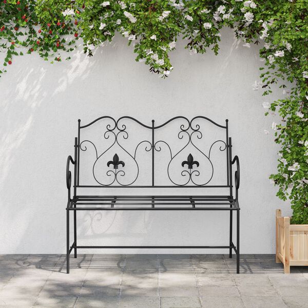 vidaXL Banc de jardin Noir 104 x 54 x 93 cm Acier