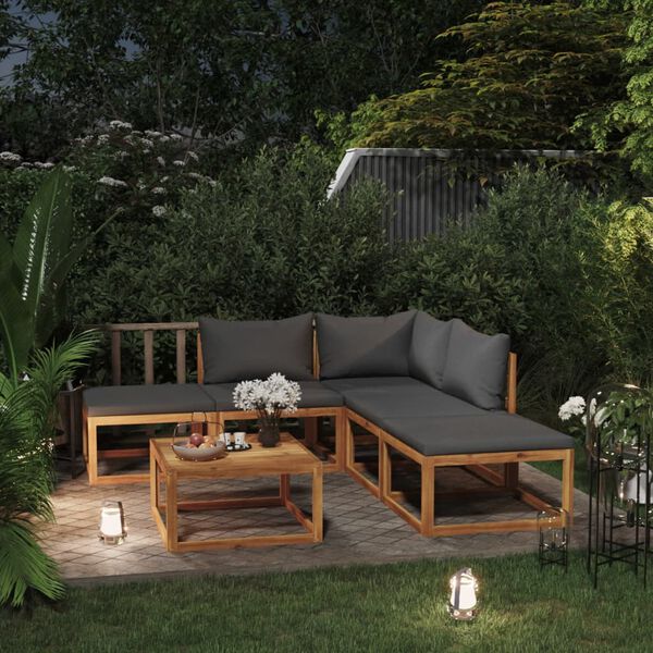 vidaXL Salon de jardin avec coussins 6 pcs bois massif d'acacia