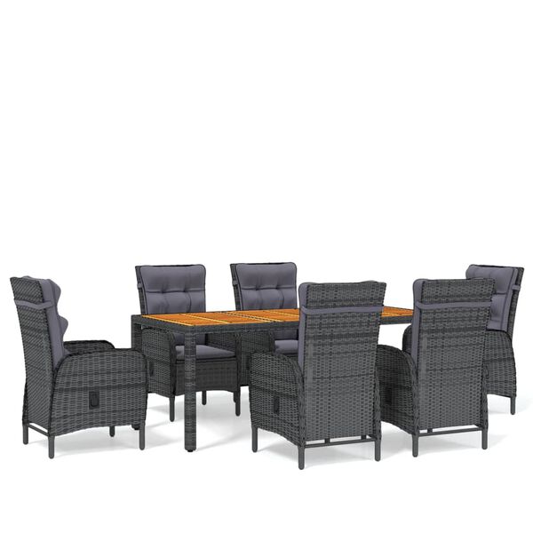 vidaXL Ensemble &agrave; manger de jardin 7 pcs R&eacute;sine tress&eacute;e Gris