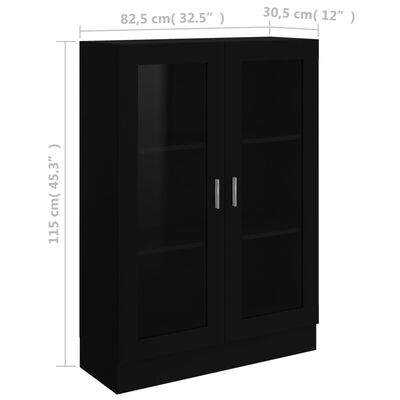 vidaXL Armoire à vitrine Noir 82,5x30,5x115 cm Bois d'ingénierie