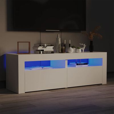 vidaXL Meuble TV avec lumières LED blanc 120x35x40 cm