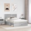 vidaXL Cadre de lit Gris Sonoma 140 x 190 cm Bois de pin massif