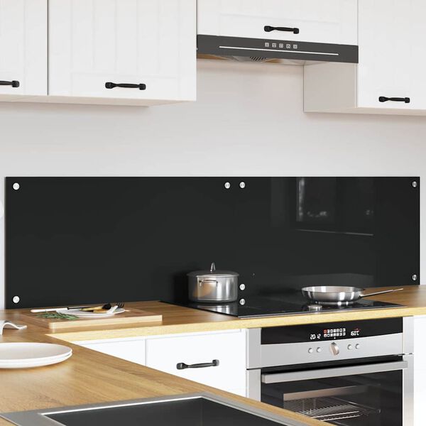 vidaXL Protection de cuisine 2 pcs Noir 80 x 40 cm verre tremp&eacute;
