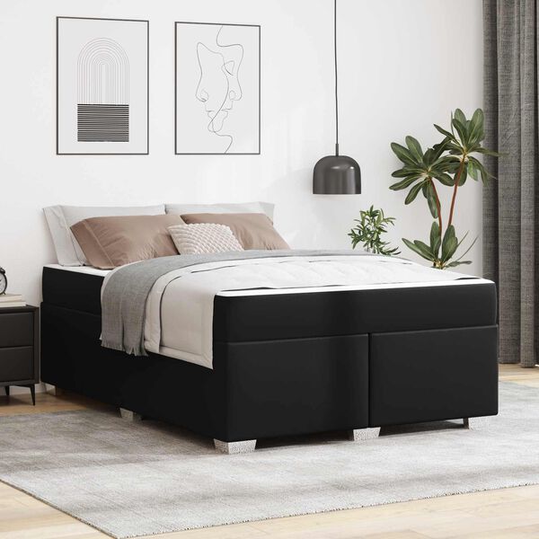 vidaXL Cadre de lit avec matelas Noir 160 x 200 cm tissu