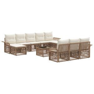 vidaXL Ensemble de canap&eacute; de jardin 11 pcs Beige polyrotin