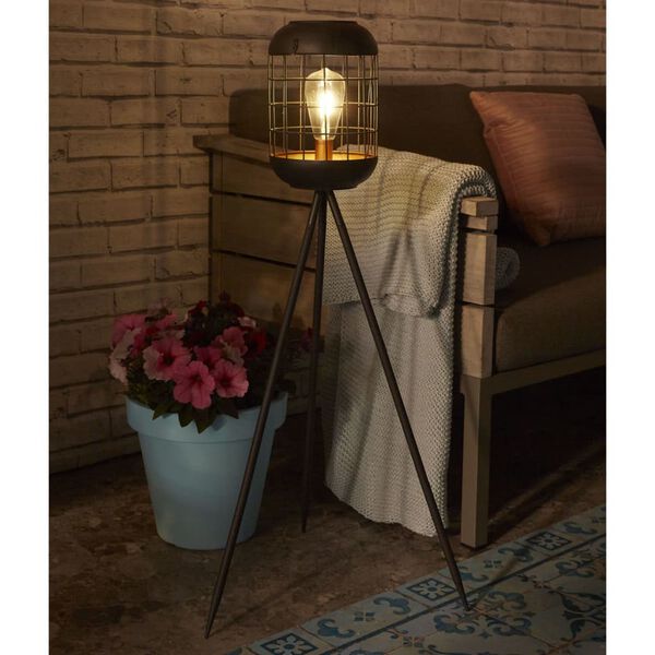 Luxform Lampe LED solaire de jardin Lighthouse tr&eacute;pied Cuivre et noir