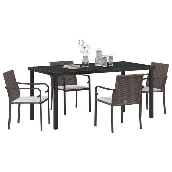 vidaXL Ensemble de salle &agrave; manger pour jardin 5 pcs Marron et Noir