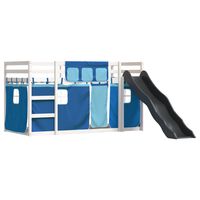 vidaXL Lit superposé avec toboggan et rideaux bleu 80x200 cm