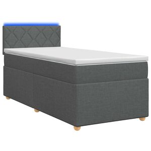 vidaXL Lit de box spring avec matelas et LED Gris fonc&eacute; 90 x 190 cm