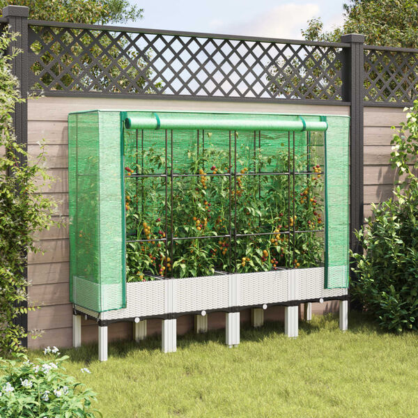 vidaXL Jardini&egrave;re sur&eacute;lev&eacute;e avec housse aspect rotin 160x40x140 cm